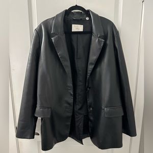 Black Faux Leather Aritzia Blazer